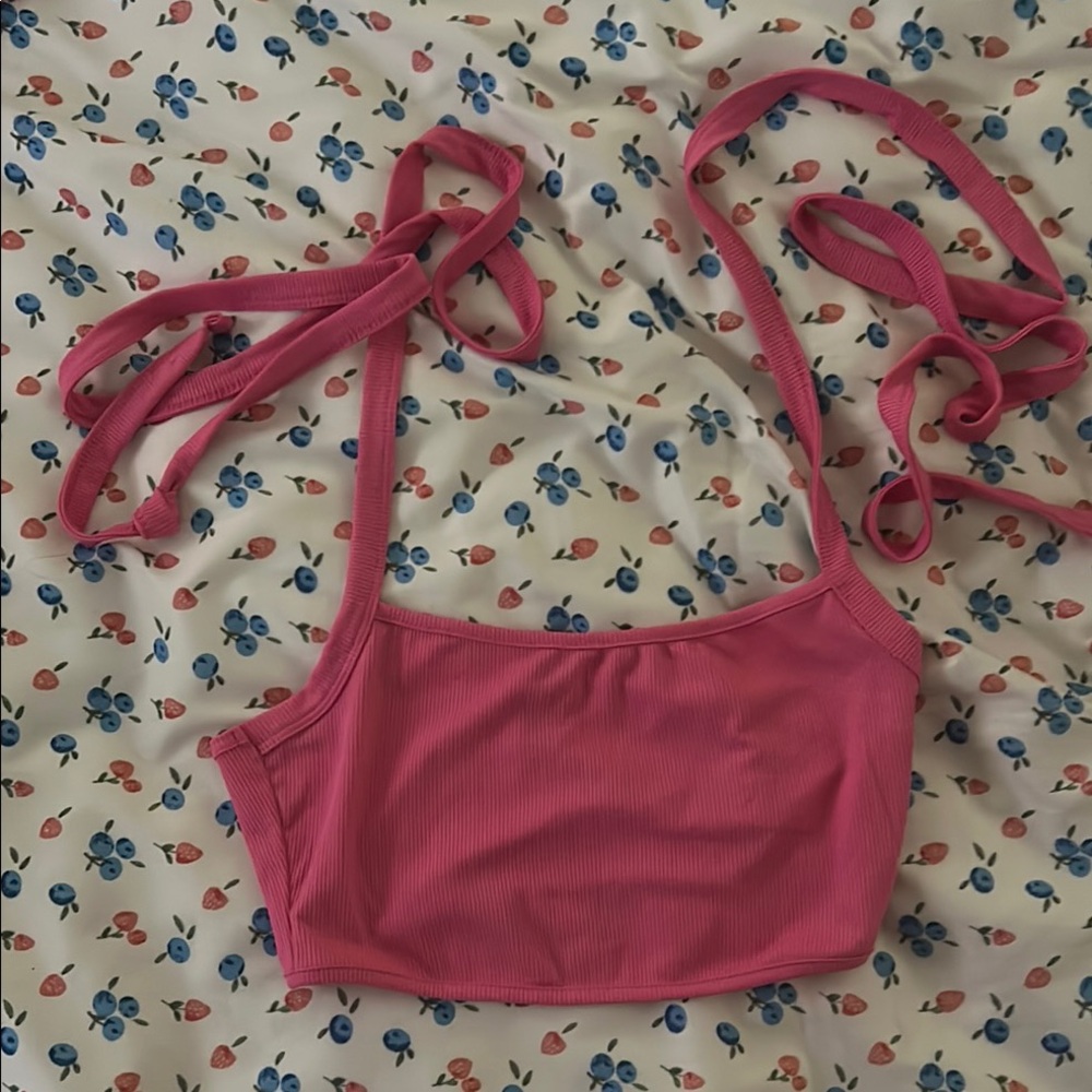 SHEIN Pink Ribbed Tank Top